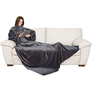Kanguru Přikrývka s rukávy, deka na pohovku k oblékání 210 x 140 cm, s centrální kapsou, měkké flanelové mikrovlákno, denní deka na televizi, fleecová deka, přenosná a šedá nadměrné velikosti Kanguru Přikrývka s rukávy, deka na pohovku k oblékání 210 x 140 cm, s centrální kapsou, měkké flanelové mikrovlákno, denní deka na televizi, fleecová deka, přenosná a šedá nadměrné velikosti