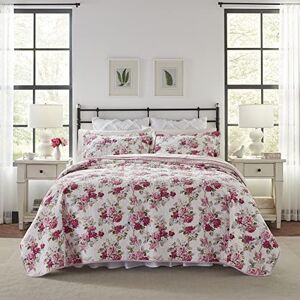 Laura Ashley Sada ložního prádla Lidia Collection, 100% bavlna, oboustranná, lehká a prodyšná, předepraná pro dodatečnou měkkost, postel Queen Size, růžová Laura Ashley Sada ložního prádla Lidia Collection, 100% bavlna, oboustranná, lehká a prodyšná, předepraná pro dodatečnou měkkost, postel Queen Size, růžová