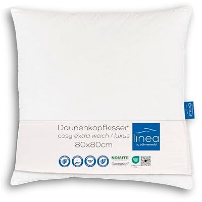 linea by böhmerwald cosy vysoce kvalitní luxusní polštář extra měkký, 80 x 80, 100 % bílé nové prachové peří, vhodné pro alergiky, lze prát do 60 °C, vyrobeno v Německu linea by böhmerwald cosy vysoce kvalitní luxusní polštář extra měkký, 80 x 80, 100 % bílé nové prachové peří, vhodné pro alergiky, lze prát do 60 °C, vyrobeno v Německu