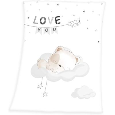 Herding Dětská deka Sleeping Little Bear motiv, 75 x 100 cm, polyester, bílá Herding Dětská deka Sleeping Little Bear motiv, 75 x 100 cm, polyester, bílá
