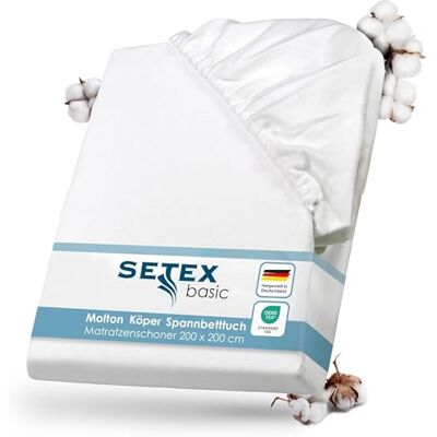 SETEX Molton Köper ochrana matrace, napínací prostěradlo, 200 x 200 cm, 100% bavlna, základní, bílá, 1308200200404002 SETEX Molton Köper ochrana matrace, napínací prostěradlo, 200 x 200 cm, 100% bavlna, základní, bílá, 1308200200404002