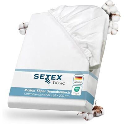 SETEX Molton Köper ochrana matrace, napínací prostěradlo, 160 x 200 cm, 100% bavlna, Basic, bílý, 1308160200404002 SETEX Molton Köper ochrana matrace, napínací prostěradlo, 160 x 200 cm, 100% bavlna, Basic, bílý, 1308160200404002