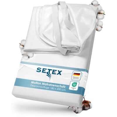 SETEX Vodotěsný moltonový chránič matrace, 180 x 200 cm, chránič matrace ze 100% bavlny, generace, bílý SETEX Vodotěsný moltonový chránič matrace, 180 x 200 cm, chránič matrace ze 100% bavlny, generace, bílý