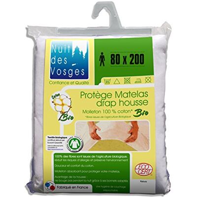 Nuit des Vosges 201911 chránič matrace, molton, bio bavlna, bílá, 80 x 200 cm Nuit des Vosges 201911 chránič matrace, molton, bio bavlna, bílá, 80 x 200 cm