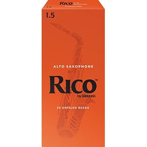 D'Addario Rico by Saxophon Blätter Hochpräzise gefertigt Alt Saxophon Blätter 1,5 Stärke 25er-Packung Warmer voller Ton Angenehmes Spielgefühl D'Addario Rico by Saxophon Blätter Hochpräzise gefertigt Alt Saxophon Blätter 1,5 Stärke 25er-Packung Warmer voller Ton Angenehmes Spielgefühl