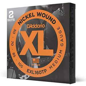 D'Addario EXL160TP nikově ovinuté struny basové kytary, střední, 50–105, 2 sady, Long Scale D'Addario EXL160TP nikově ovinuté struny basové kytary, střední, 50–105, 2 sady, Long Scale