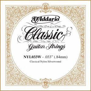 D'Addario NYL033W Einzelsaite Konzertgitarre Wound 033 silber D'Addario NYL033W Einzelsaite Konzertgitarre Wound 033 silber