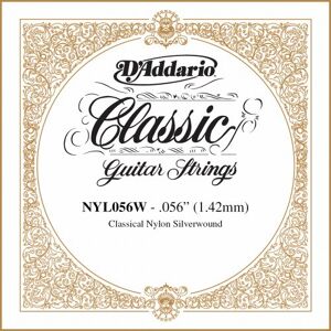 D'Addario NYL056W Jediná saite koncertní kytara Wound 056 stříbrná D'Addario NYL056W Jediná saite koncertní kytara Wound 056 stříbrná
