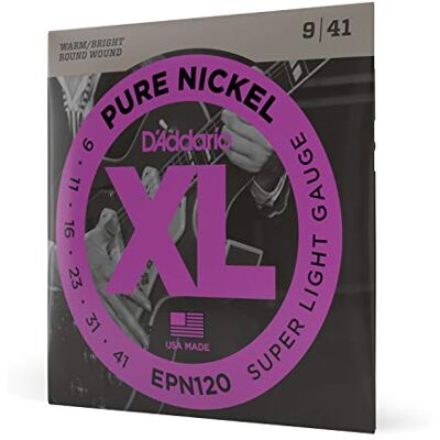 D'Addario E kytarové struny kytarové struny E kytara struny elektrická kytara nejoblíbenější značka struny na celém světě EPN120 čistý nikl super lehký (9-41) vintage zvuk D'Addario E kytarové struny kytarové struny E kytara struny elektrická kytara nejoblíbenější značka struny na celém světě EPN120 čistý nikl super lehký (9-41) vintage zvuk