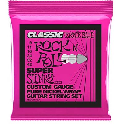 Ernie Ball Klasické struny pro elektrickou kytaru Super Slinky Rock'n'Roll, čisté vinutí niklu, tloušťka 9–42 Ernie Ball Klasické struny pro elektrickou kytaru Super Slinky Rock'n'Roll, čisté vinutí niklu, tloušťka 9–42