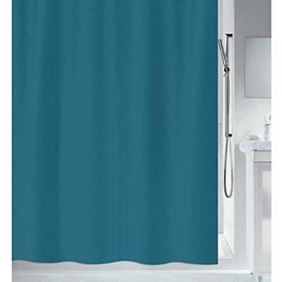 Spirella Protiplísňový sprchový závěs antibakteriální, lze prát, vodotěsný polyester, "Primo " 180 x 200 cm modrý Spirella Protiplísňový sprchový závěs antibakteriální, lze prát, vodotěsný polyester, "Primo " 180 x 200 cm modrý