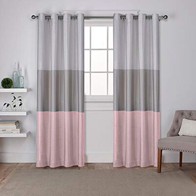 Exclusive Home Curtains, pruhovaný závěs na okno, z umělého hedvábí, pár panelů s Tüllen-Top, načervenalý, 54 x 84 Exclusive Home Curtains, pruhovaný závěs na okno, z umělého hedvábí, pár panelů s Tüllen-Top, načervenalý, 54 x 84
