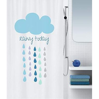 Spirella Protiplísňový sprchový závěs antibakteriální, lze prát, vodotěsný, polyester, "Wolke" 180 x 200 cm bílý modrý Spirella Protiplísňový sprchový závěs antibakteriální, lze prát, vodotěsný, polyester, "Wolke" 180 x 200 cm bílý modrý