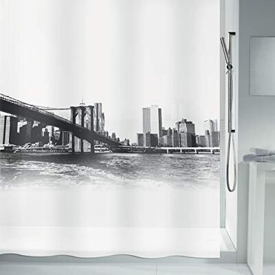Spirella Protiplísňový sprchový závěs antibakteriální, lze prát, vodotěsný PEVA, New York 180 x 200 cm bílý Spirella Protiplísňový sprchový závěs antibakteriální, lze prát, vodotěsný PEVA, New York 180 x 200 cm bílý