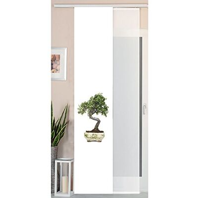 Gardinenbox 2dílná sada posuvných závěsů panelový závěs vzhled divokého hedvábí a voál panel, 245 x 45, bonsaj, 80400 Gardinenbox 2dílná sada posuvných závěsů panelový závěs vzhled divokého hedvábí a voál panel, 245 x 45, bonsaj, 80400