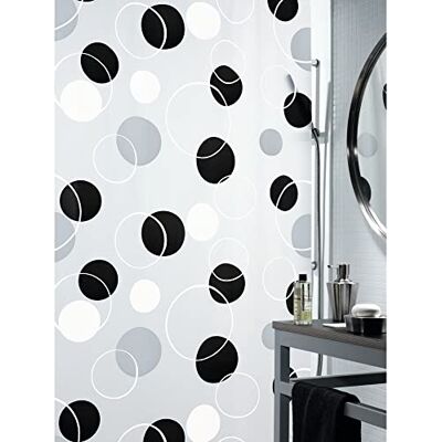 Spirella Protiplísňový sprchový závěs Bubble antibakteriální, lze prát, vodotěsný PEVA 180 x 200 cm bílý černý Spirella Protiplísňový sprchový závěs Bubble antibakteriální, lze prát, vodotěsný PEVA 180 x 200 cm bílý černý