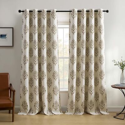 Elrene Home Fashions Navara Medallion Room Darkening Window Curtain Panel, 52" x 84" (1, Natural Elrene Home Fashions Navara Medallion Room Darkening Window Curtain Panel, 52" x 84" (1, Natural