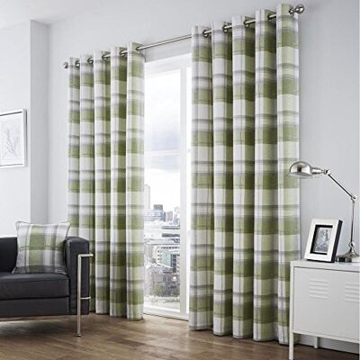 Fusion Balmoral Karodeck, bavlna, zelená, Curtains: 66" šířka x 90" Drop (168 x 229 cm) Fusion Balmoral Karodeck, bavlna, zelená, Curtains: 66" šířka x 90" Drop (168 x 229 cm)