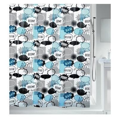 Spirella 10.18688 DV-PEVA Wow Black/Blue, 180X200 cm sprchový závěs, 180 x 200 cm Spirella 10.18688 DV-PEVA Wow Black/Blue, 180X200 cm sprchový závěs, 180 x 200 cm