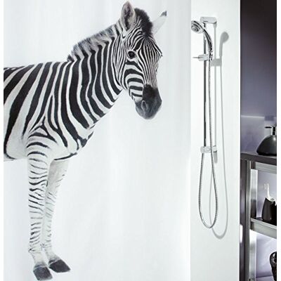Spirella Anti-Schimmel Sprchový závěs Zebra Savana Anti-Bakteriell, waschbar wasserdicht Polyester 180x200cm, černý Spirella Anti-Schimmel Sprchový závěs Zebra Savana Anti-Bakteriell, waschbar wasserdicht Polyester 180x200cm, černý