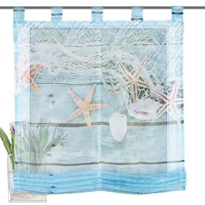 Home Fashion Roleta se smyčkou pro digitální potisk voál MARITIM, polyester, modrá, 140 x 80 cm, 1 jednotka Home Fashion Roleta se smyčkou pro digitální potisk voál MARITIM, polyester, modrá, 140 x 80 cm, 1 jednotka
