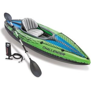 Intex Challenger K1 Kayak 1 Man Inflatable Canoe with Aluminum Oars and Hand Pump, zelená/modrá Intex Challenger K1 Kayak 1 Man Inflatable Canoe with Aluminum Oars and Hand Pump, zelená/modrá
