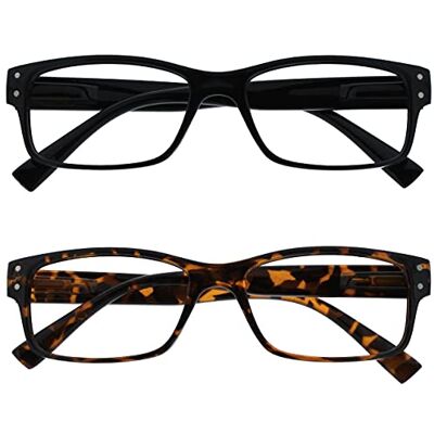 OPULIZE The Reading Glasses Company Brýle na čtení firmy 2dílné balení pánské černé hnědé želvoviny velký designový styl čtenář pružinové závěsy RR11-12 +2,00 OPULIZE The Reading Glasses Company Brýle na čtení firmy 2dílné balení pánské černé hnědé želvoviny velký designový styl čtenář pružinové závěsy RR11-12 +2,00
