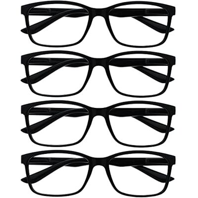OPULIZE The Reading Glasses Company Brýle na čtení podnikové černé Čtenáři Hodnota 4dílné balení velký designový styl pánské pružinové závěsy pomoc při čtení RRR83-1 +1,50 OPULIZE The Reading Glasses Company Brýle na čtení podnikové černé Čtenáři Hodnota 4dílné balení velký designový styl pánské pružinové závěsy pomoc při čtení RRR83-1 +1,50
