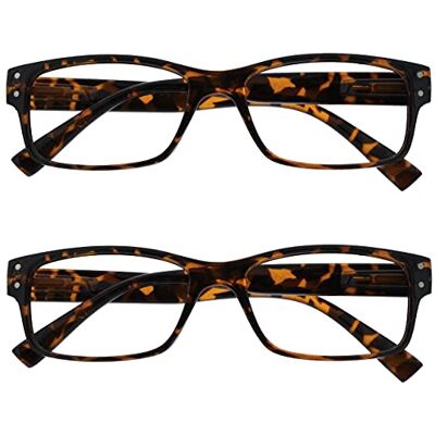 OPULIZE The Reading Glasses Company Brýle na čtení firmy 2dílné balení pánské hnědé želvoviny velký designový styl čtenář pružinové závěsy RR11-2 +1,50 OPULIZE The Reading Glasses Company Brýle na čtení firmy 2dílné balení pánské hnědé želvoviny velký designový styl čtenář pružinové závěsy RR11-2 +1,50