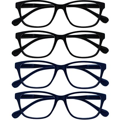 OPULIZE The Reading Glasses Company Brýle na čtení podnikové černé námořnické modré lehké čtenáře 4dílné balení pánské dámské pružinové panty RRR27-1133 +1,00 OPULIZE The Reading Glasses Company Brýle na čtení podnikové černé námořnické modré lehké čtenáře 4dílné balení pánské dámské pružinové panty RRR27-1133 +1,00