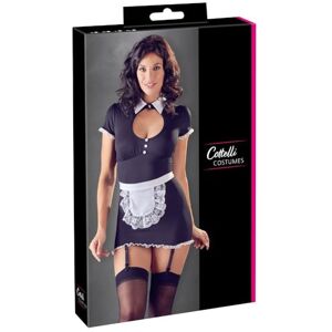 COTTELLI COSTUMES pokojová holčička 2dílný kostým pro ženy, s krajkovými detaily, přiléhavý, černý / bílý COTTELLI COSTUMES pokojová holčička 2dílný kostým pro ženy, s krajkovými detaily, přiléhavý, černý / bílý