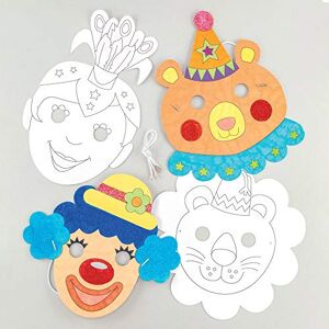 Baker Ross Masky "Cirkus" k vybarvení (8 kusů) – masky s různými motivy cirkusu pro děti k tvoření a převlékání, bílé Baker Ross Masky "Cirkus" k vybarvení (8 kusů) – masky s různými motivy cirkusu pro děti k tvoření a převlékání, bílé
