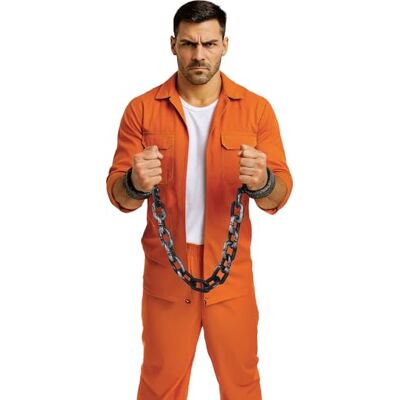 FIESTAS GUIRCA Mittelalterliche Fake-Handschellen (90 cm) – Accessoire für Gefangenen-, Dieb-, Wächter-Kostüm, Mittelalterparty, Halloween, Oktoberfest, Karneval – Erwachsene Kinder – Silber FIESTAS GUIRCA Mittelalterliche Fake-Handschellen (90 cm) – Accessoire für Gefangenen-, Dieb-, Wächter-Kostüm, Mittelalterparty, Halloween, Oktoberfest, Karneval – Erwachsene Kinder – Silber