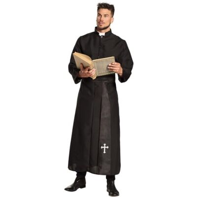 Boland kostým pro dospělé kněze, toga a opasek, černý, tuniku, svatý, kardinál, farář, kostel, tématický večírek, karneval, černá Boland kostým pro dospělé kněze, toga a opasek, černý, tuniku, svatý, kardinál, farář, kostel, tématický večírek, karneval, černá