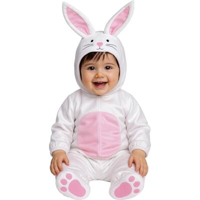 FIESTAS GUIRCA Kostým pro králíka miminko (18-24 měsíců) kapuce, overal a nohy zvířecí kostýmy na karneval, Halloween a maškarní večírky ideální pro miminka unisex bílá a růžová FIESTAS GUIRCA Kostým pro králíka miminko (18-24 měsíců) kapuce, overal a nohy zvířecí kostýmy na karneval, Halloween a maškarní večírky ideální pro miminka unisex bílá a růžová