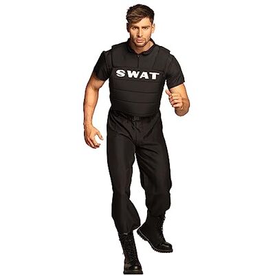 Boland Kostým pro dospělé SWAT důstojník, oblek a vesta s potiskem, policie, speciální agent, sada, karneval, tematická party Boland Kostým pro dospělé SWAT důstojník, oblek a vesta s potiskem, policie, speciální agent, sada, karneval, tematická party
