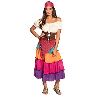 Boland kostým pro dospělé věštkyně Nadya, šaty, pásek a šátek, bandana, top, pásek a sukně, sada, karneval, tematická party, vícebarevné Boland kostým pro dospělé věštkyně Nadya, šaty, pásek a šátek, bandana, top, pásek a sukně, sada, karneval, tematická party, vícebarevné