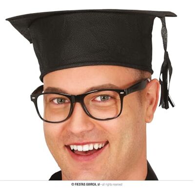 FIESTAS GUIRCA Unisex látka studentský klobouk pro dospělé (černý) doplněk ke kostýmu pro promoce, letní slavnosti a tématické akce ideální pro promoce FIESTAS GUIRCA Unisex látka studentský klobouk pro dospělé (černý) doplněk ke kostýmu pro promoce, letní slavnosti a tématické akce ideální pro promoce