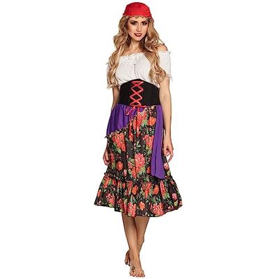 Boland kostým pro dospělé věštkyně Rilana, bandana, top, opasek a sukně, sada, věštkyně, karneval, tematická party, červená Boland kostým pro dospělé věštkyně Rilana, bandana, top, opasek a sukně, sada, věštkyně, karneval, tematická party, červená