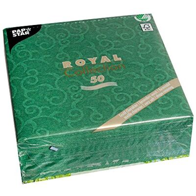 Papstar , 50 ubrousků "ROYAL Collection" složené 1/4 40 cm x 40 cm tmavě zelené "Casali", #84884 Papstar , 50 ubrousků "ROYAL Collection" složené 1/4 40 cm x 40 cm tmavě zelené "Casali", #84884
