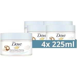 Dove Krémový sprchový peeling macadamia a rýžové mléko na tělový peeling pro hebkou pokožku, péče o pleť s jojobovým voskem, 4 x 225 ml Dove Krémový sprchový peeling macadamia a rýžové mléko na tělový peeling pro hebkou pokožku, péče o pleť s jojobovým voskem, 4 x 225 ml