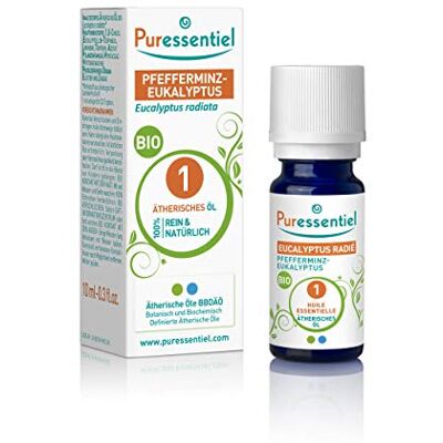 Puressentiel Esenciální olej máta peprná Eucalyptus BIO 10 ml BBDÄÖ 100% čistý a přírodní Puressentiel Esenciální olej máta peprná Eucalyptus BIO 10 ml BBDÄÖ 100% čistý a přírodní