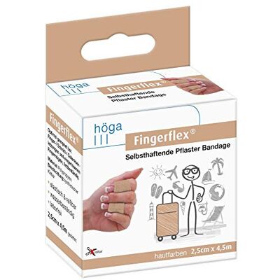 Höga Fingerflex Hautfarben, gedehnt, selbsthaftende Pflaster Bandage / Fingerverband, 2.5 cm x 4.5 m, 1 Stück Höga Fingerflex Hautfarben, gedehnt, selbsthaftende Pflaster Bandage / Fingerverband, 2.5 cm x 4.5 m, 1 Stück