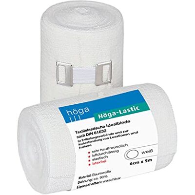 Höga Lastic ideální obvaz, textilní elastická ideální bandáž podle DIN 61632, 6 cm x 5 m, natažená, velmi příjemná na kůži, prodyšná, elastická, 1 balení Höga Lastic ideální obvaz, textilní elastická ideální bandáž podle DIN 61632, 6 cm x 5 m, natažená, velmi příjemná na kůži, prodyšná, elastická, 1 balení