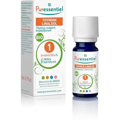 Puressentiel Éterický olej Linalool tymián BIO 5 ml BBDÄÖ 100% čistý a přírodní Puressentiel Éterický olej Linalool tymián BIO 5 ml BBDÄÖ 100% čistý a přírodní