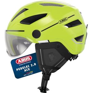 ABUS Městská helma Pedelec 2.0 ACE – cyklistická helma se zadním světlem, hledí, pláštěnkou, ochrana uší – pro dámy a pány – žlutá lesklá, velikost M ABUS Městská helma Pedelec 2.0 ACE – cyklistická helma se zadním světlem, hledí, pláštěnkou, ochrana uší – pro dámy a pány – žlutá lesklá, velikost M