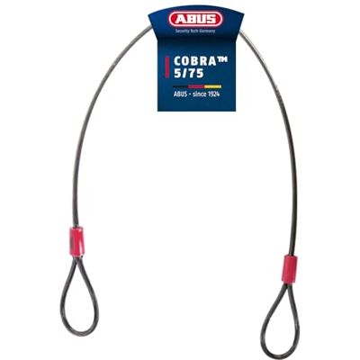 ABUS Kabel s poutky Cobra 5/75 ocelové lanko opláštěné plastem pojistka pro příslušenství jízdních kol a motocyklů délka 75 cm, tloušťka 5 mm ABUS Kabel s poutky Cobra 5/75 ocelové lanko opláštěné plastem pojistka pro příslušenství jízdních kol a motocyklů délka 75 cm, tloušťka 5 mm