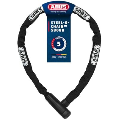 ABUS Řetězový zámek Steel-O-Chain 5805K – zámek na kolo z oceli – bezpečnostní úroveň 5 – 75 cm – černý ABUS Řetězový zámek Steel-O-Chain 5805K – zámek na kolo z oceli – bezpečnostní úroveň 5 – 75 cm – černý