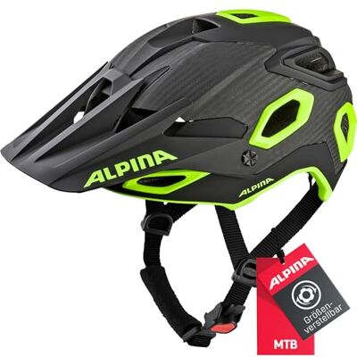 Alpina ROOTAGE extrémně robustní Enduro & Trail cyklistická přilba zesílená karbonovými vlákny s chladivým polstrováním pro dospělé, černá neon-žlutá, 57-62 cm Alpina ROOTAGE extrémně robustní Enduro & Trail cyklistická přilba zesílená karbonovými vlákny s chladivým polstrováním pro dospělé, černá neon-žlutá, 57-62 cm