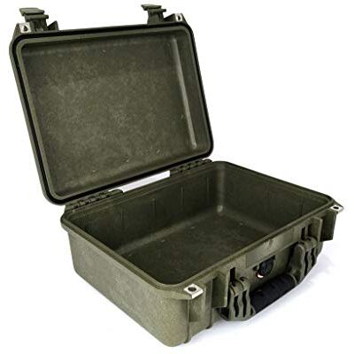 PELI 1450-001-130E kufr pro profesionální vybavení fotoaparátu, vodotěsnost IP67, objem 15 l, vyrobeno v Německu, bez pěny, olivově zelená PELI 1450-001-130E kufr pro profesionální vybavení fotoaparátu, vodotěsnost IP67, objem 15 l, vyrobeno v Německu, bez pěny, olivově zelená